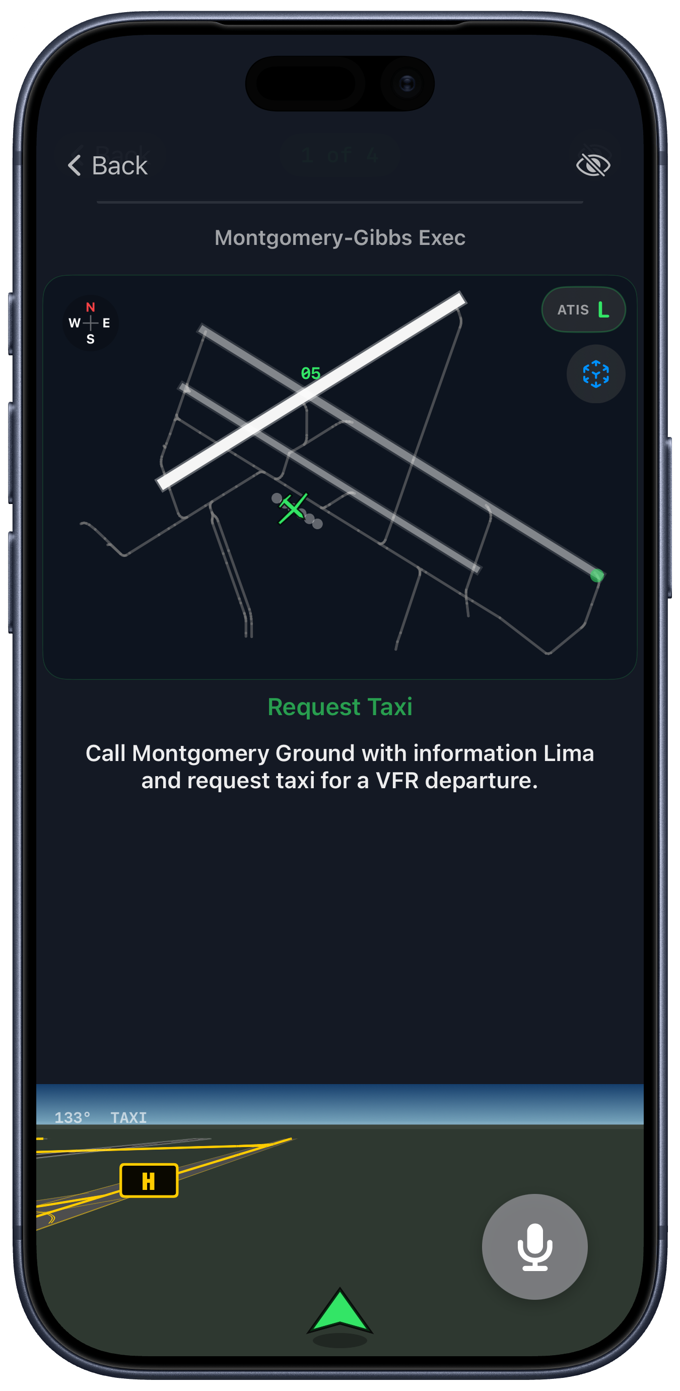 Pilot radio training on the airport surface